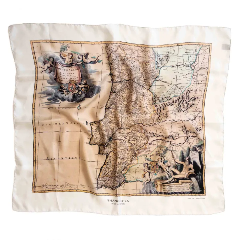 【Shangri-La Heritage】“Road to South” Silk Foulard 葡萄牙古地圖真絲領巾 sold by Blue Beach Denim
