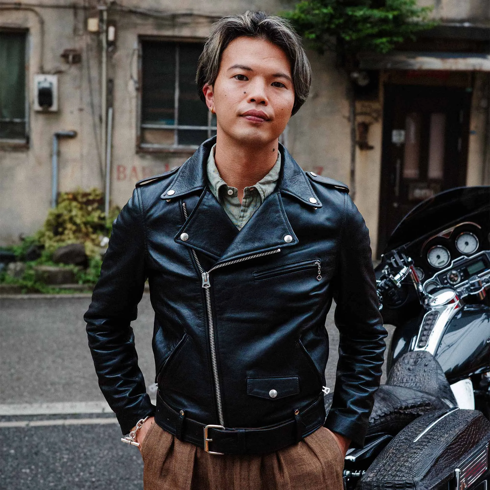 【Shangri-La Heritage】“One For The Road” Black Tea-Core 黑色茶芯復古騎士皮衣 sold by Blue Beach Denim product image thumbnail 3