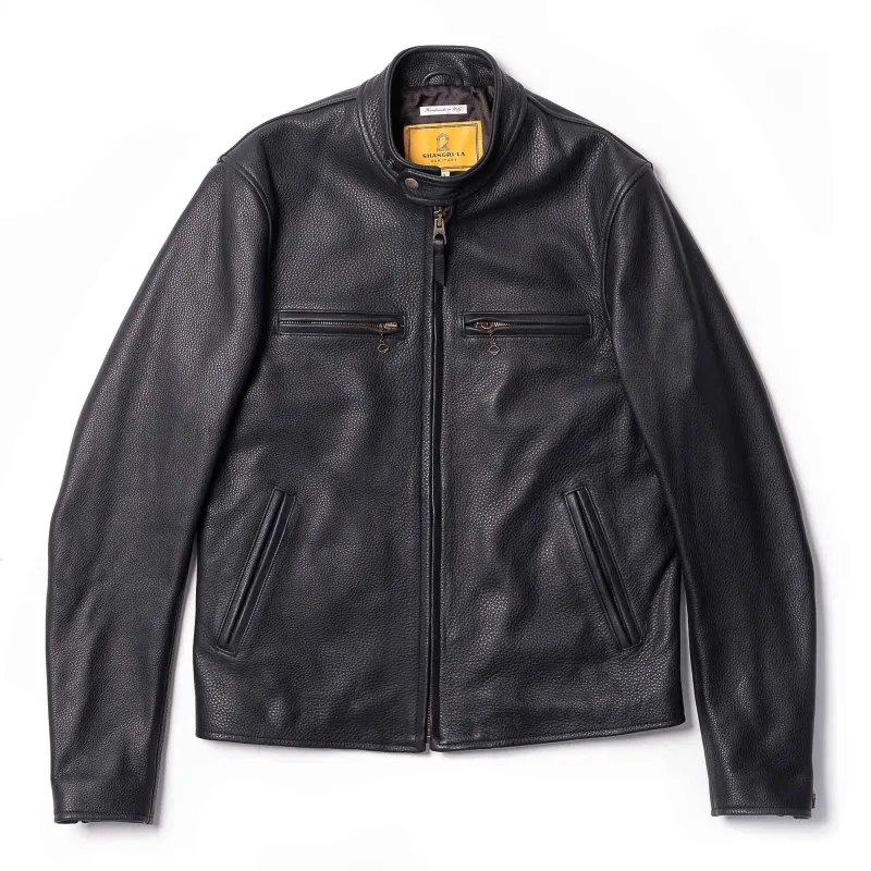 【Shangri-La Heritage】“Café Racer” J-100 Black Aniline 頂級荔枝皮騎士皮衣 sold by Blue Beach Denim