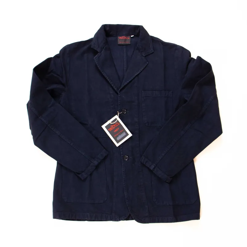 【Vetra】Navy Brushed Canvas French Chore Blazer 深海藍磨毛帆布西裝領工作夾克 sold by Blue Beach Denim