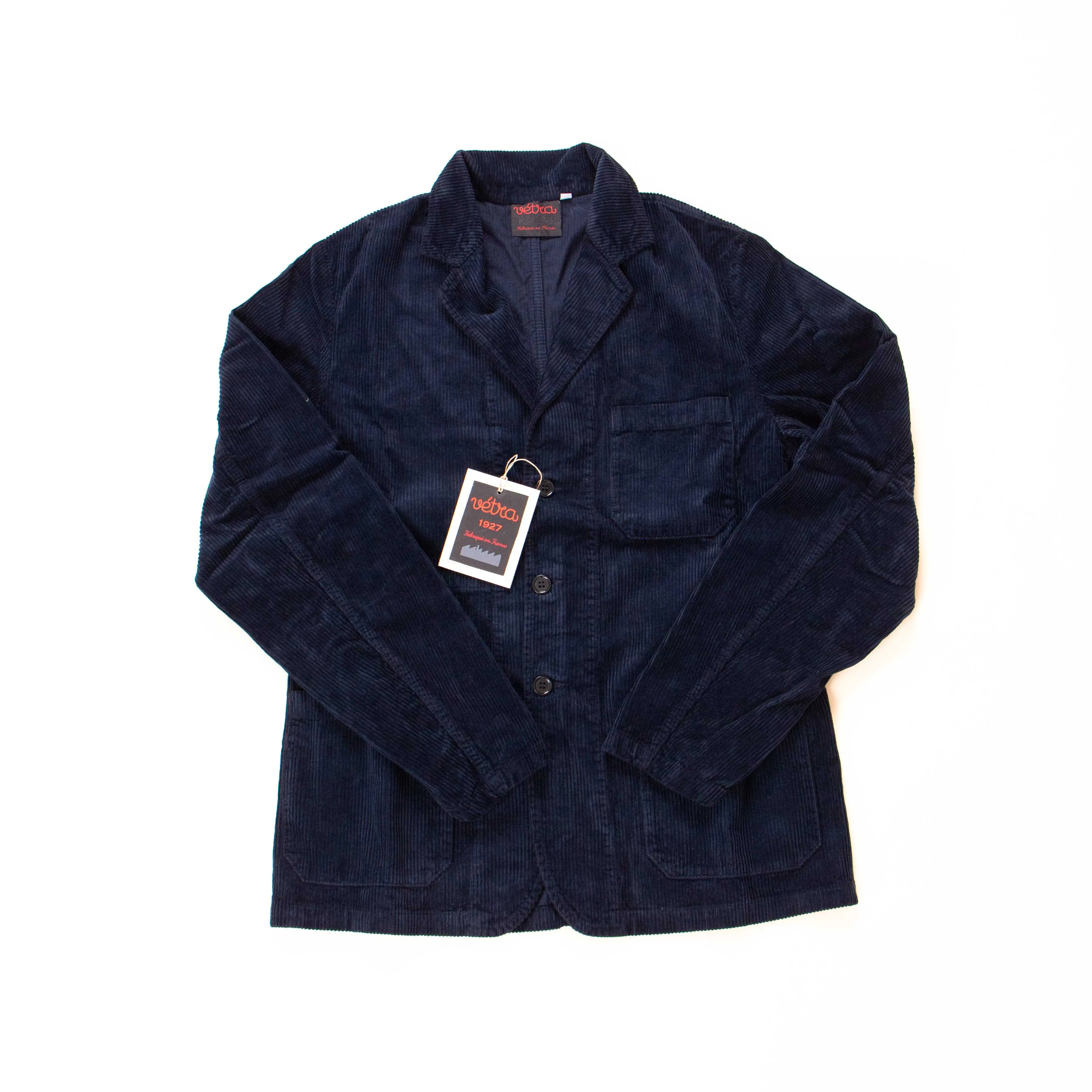【Vetra】Navy Stiff Corduroy French Chore Blazer 深海藍燈心絨西裝領法式工作夾克 sold by Blue Beach Denim