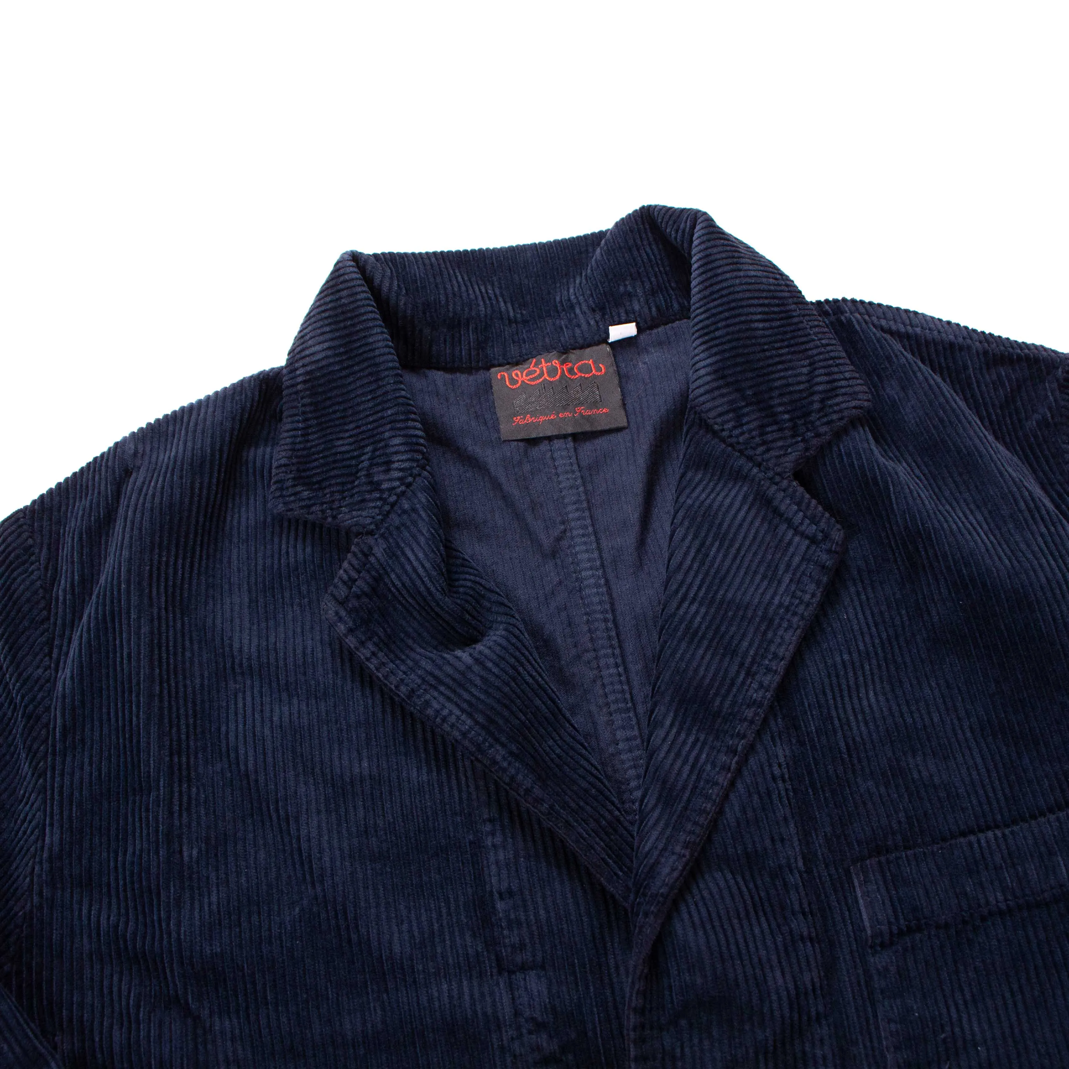 【Vetra】Navy Stiff Corduroy French Chore Blazer 深海藍燈心絨西裝領法式工作夾克 sold by Blue Beach Denim product image thumbnail 2