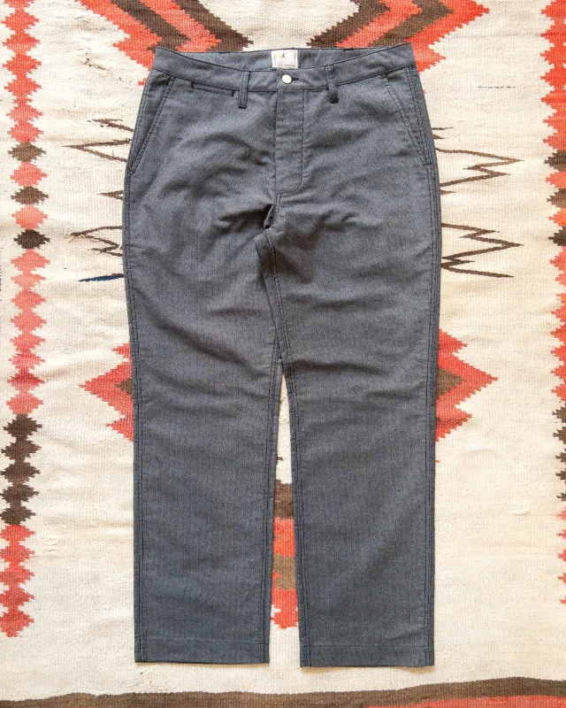【WYTHE】Japanese Wabash Stripe Moleskin Chinos - Charcoal Smoke Pants 炭煙灰拔染鼴鼠皮直筒長褲 sold by Blue Beach Denim