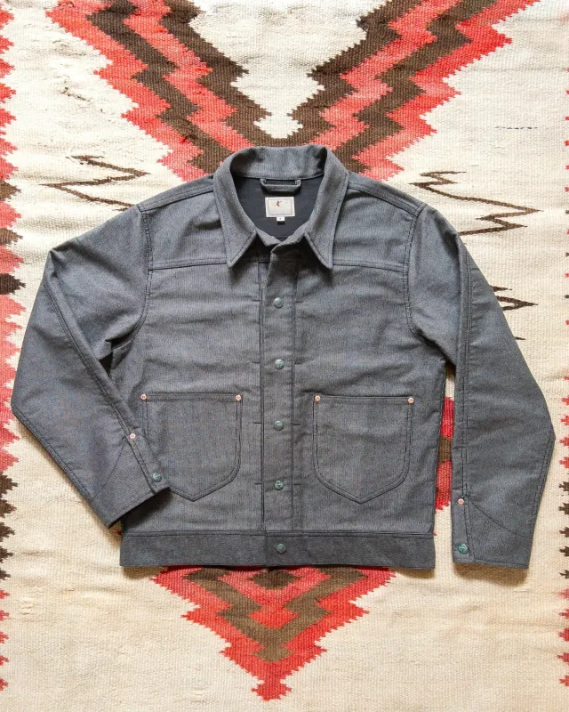 【WYTHE】Japanese Wabash Stripe Moleskin Ranch Jacket - Charcoal Smoke 炭煙灰拔染鼴鼠皮牧場夾克 made by Wythe NY