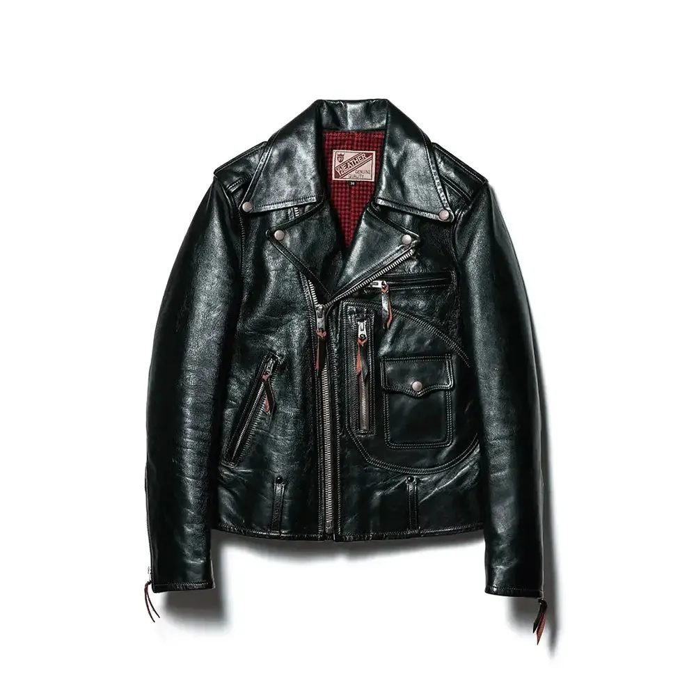 【Y'2 Leather】Vintage Horse D-Pocket Double Riders 復古重磅茶芯馬皮騎士皮衣 sold by Blue Beach Denim product image thumbnail 5