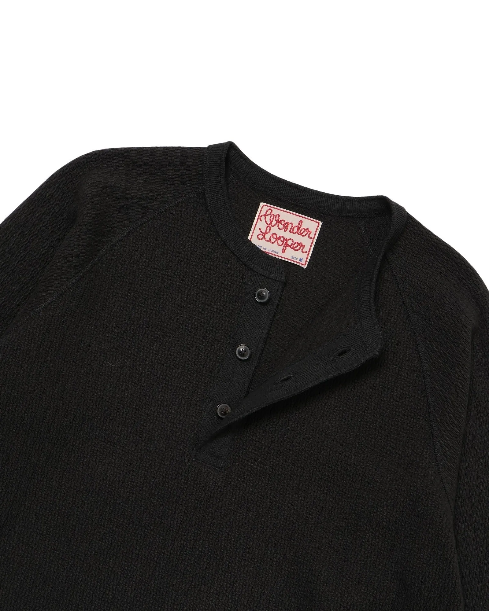 【Wonder Looper】Henley - Cashmere Blend Honeycomb – Sumi 墨染喀什米爾混紡華夫格長袖亨利領 sold by Blue Beach Denim product image thumbnail 2