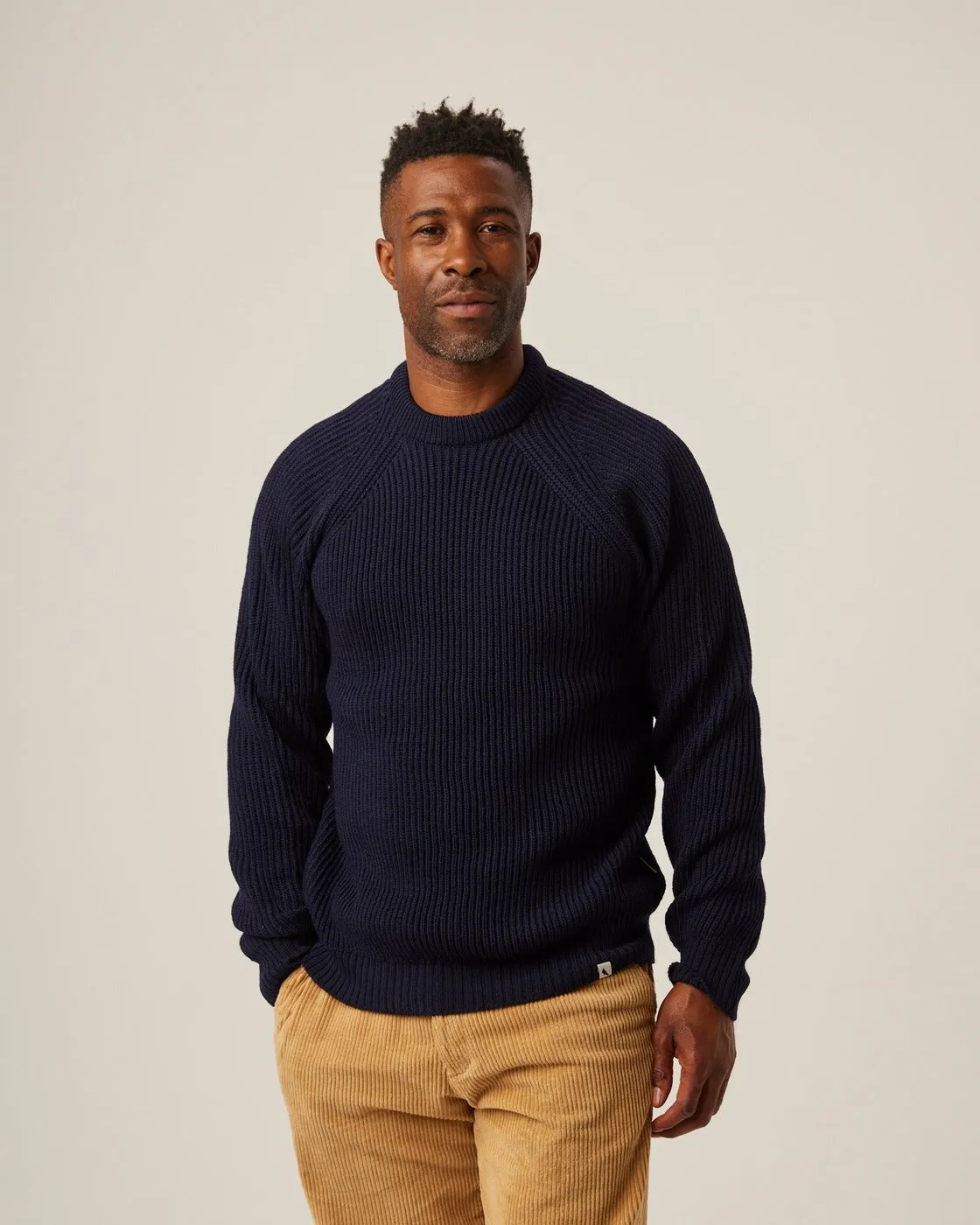 【Peregrine】Merino Wool Ford Crew Neck Sweater Navy 海藍色美麗諾圓領粗針毛衣 sold by Blue Beach Denim product image thumbnail 2