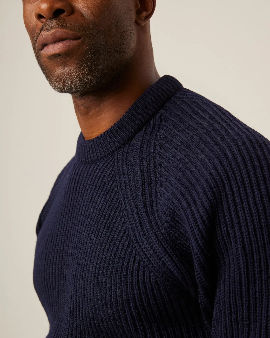【Peregrine】Merino Wool Ford Crew Neck Sweater Navy 海藍色美麗諾圓領粗針毛衣 sold by Blue Beach Denim product image thumbnail 4