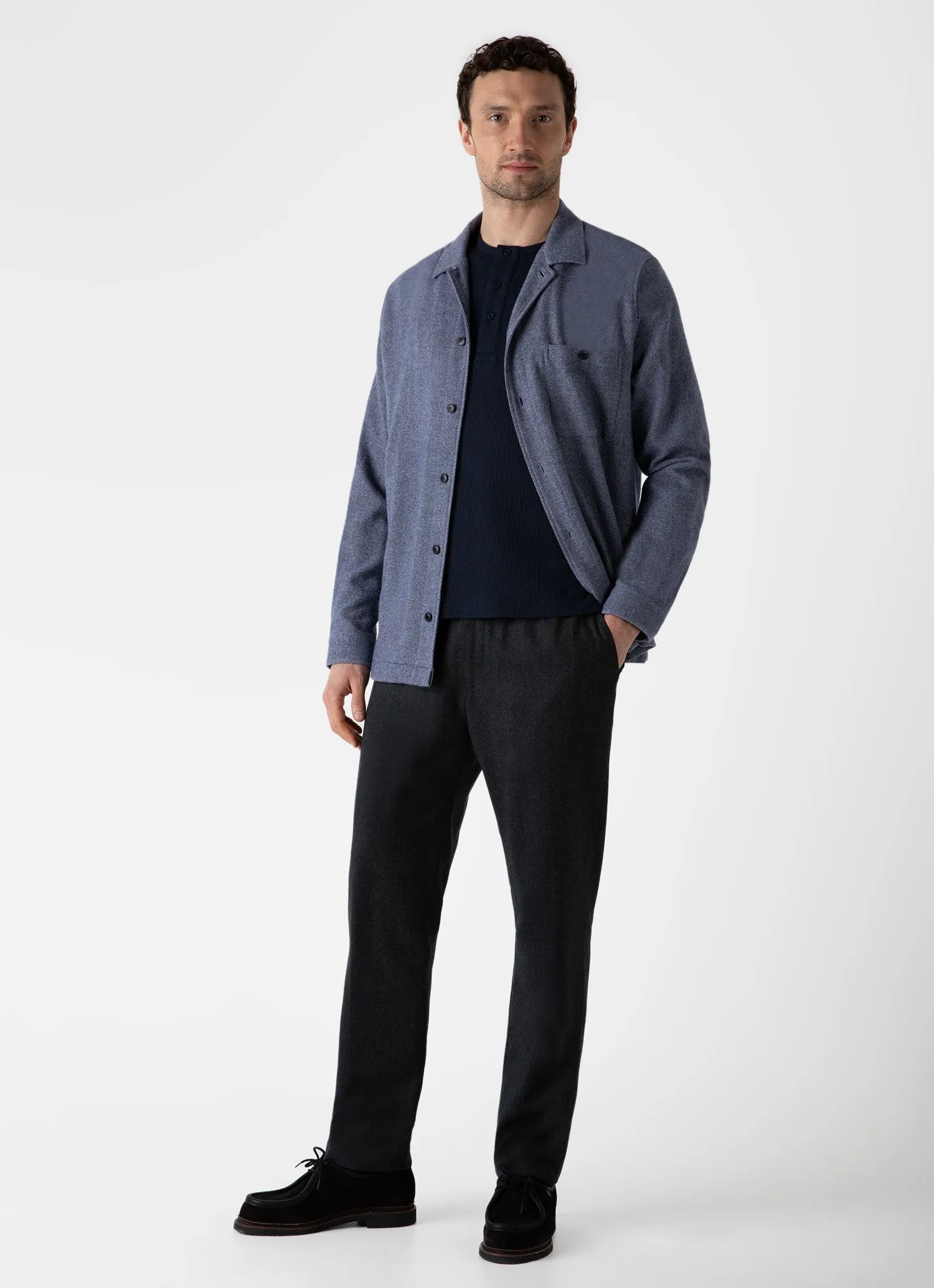 【Sunspel】Supima Long Sleeve Waffle Henley Navy 海軍藍頂級匹馬棉格紋亨利領長袖 sold by Blue Beach Denim product image thumbnail 3