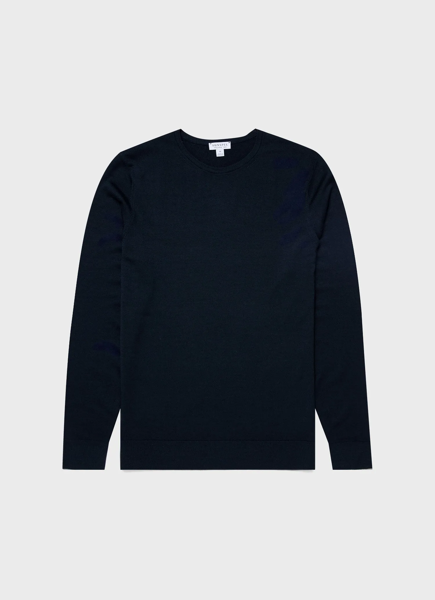 【Sunspel】Extra Fine Merino Crew Neck Jumper Light Navy 海藍色極細美麗諾羊毛圓領毛衣 sold by Blue Beach Denim