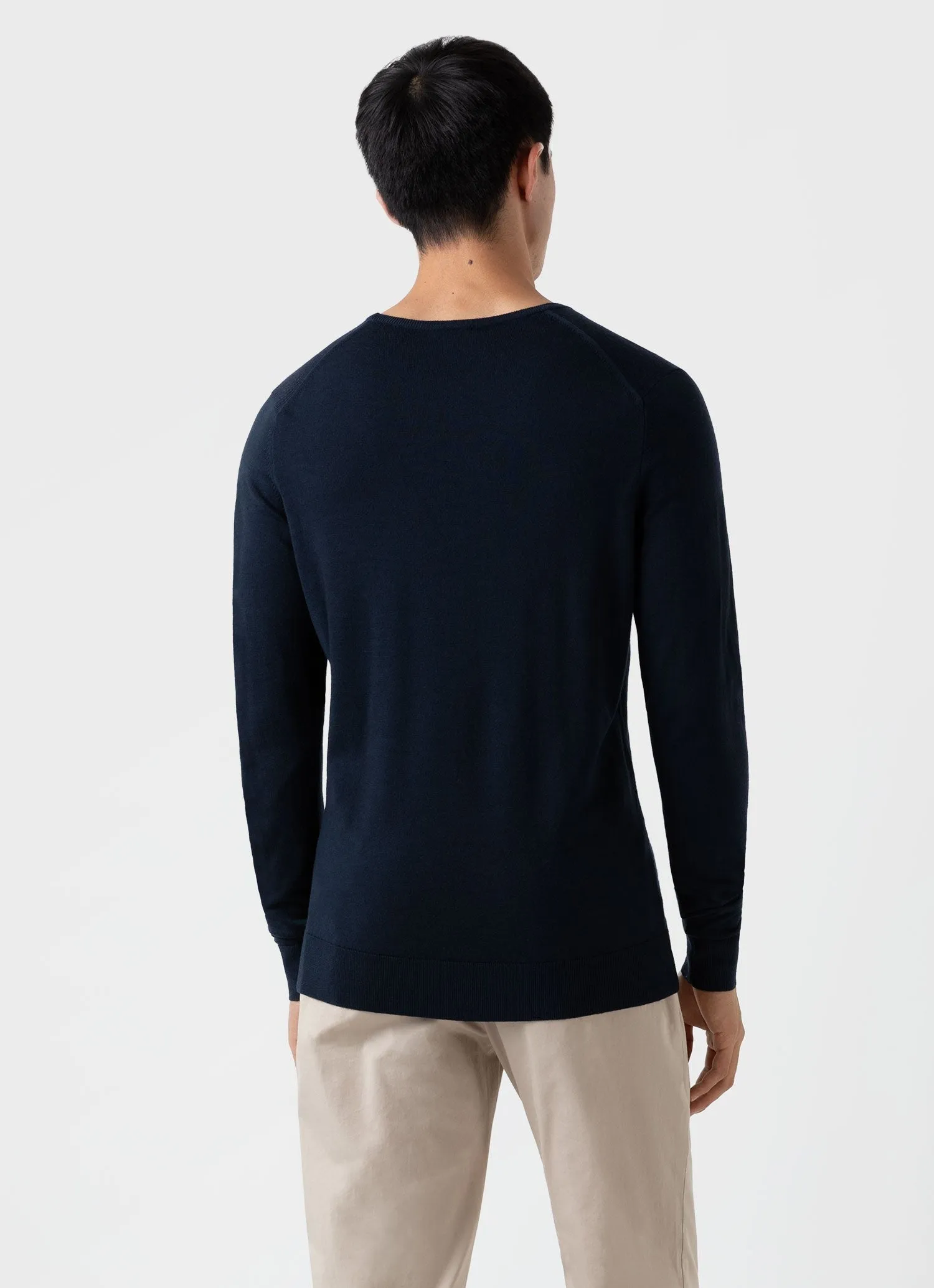 【Sunspel】Extra Fine Merino Crew Neck Jumper Light Navy 海藍色極細美麗諾羊毛圓領毛衣 sold by Blue Beach Denim product image thumbnail 5