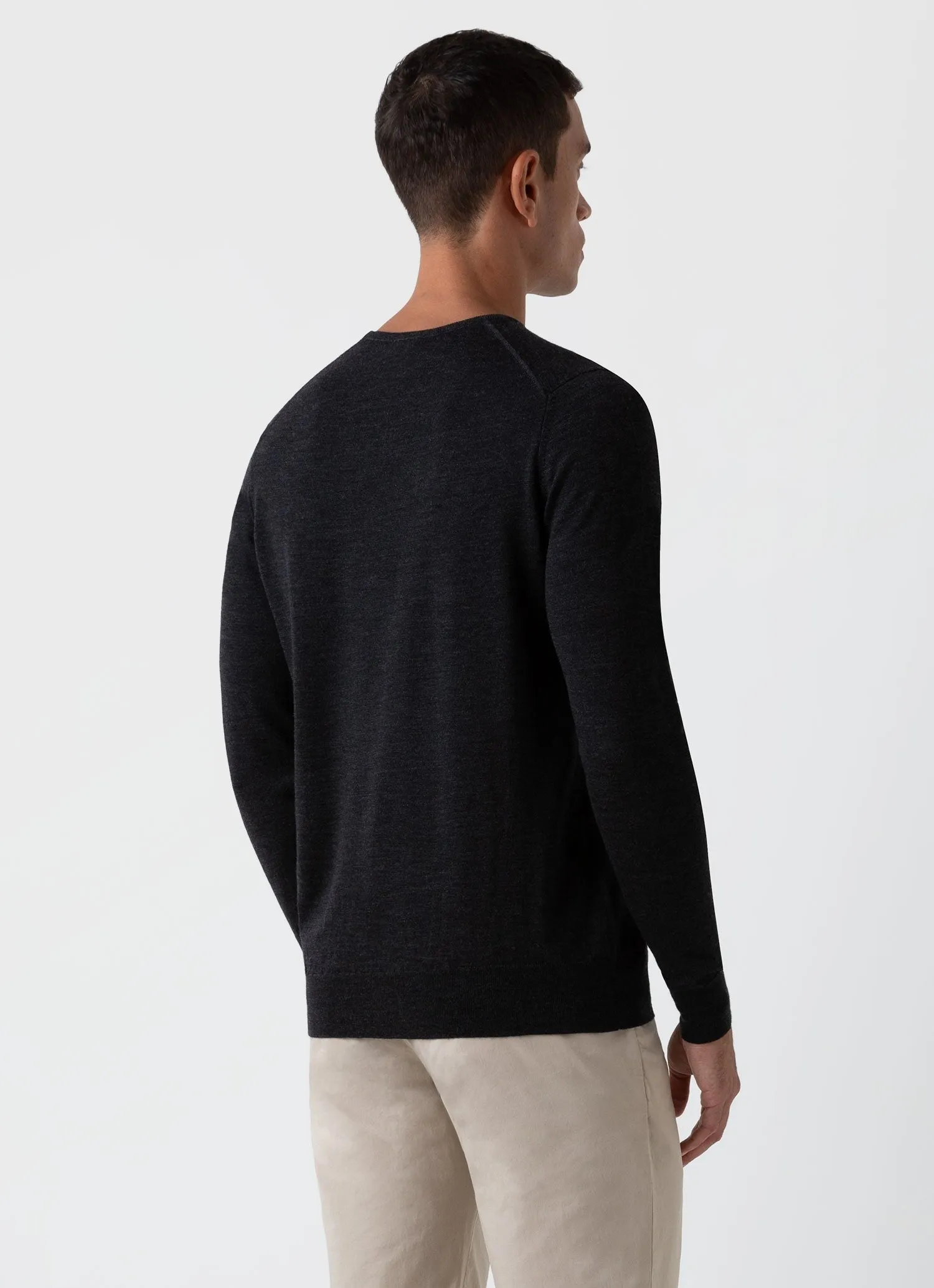 【Sunspel】Extra Fine Merino Crew Neck Jumper Charcoal Melange 炭灰色極細美麗諾羊毛圓領毛衣 sold by Blue Beach Denim product image thumbnail 5