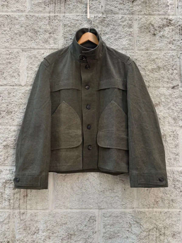 【INDI+ASH】CROPPED UTILITY JACKET Forest Green 手工酵素水洗工作夾克森林綠 sold by Blue Beach Denim