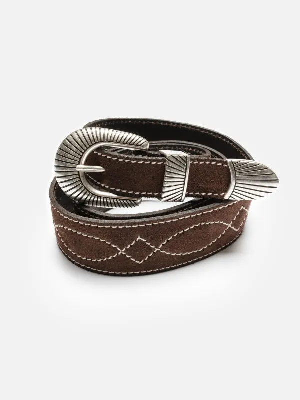 【Nudie Jeans】Western Ranch Suede Belt Toffee Brown 植鞣深麂皮咖啡西部風格皮帶 made by Nudie Jeans