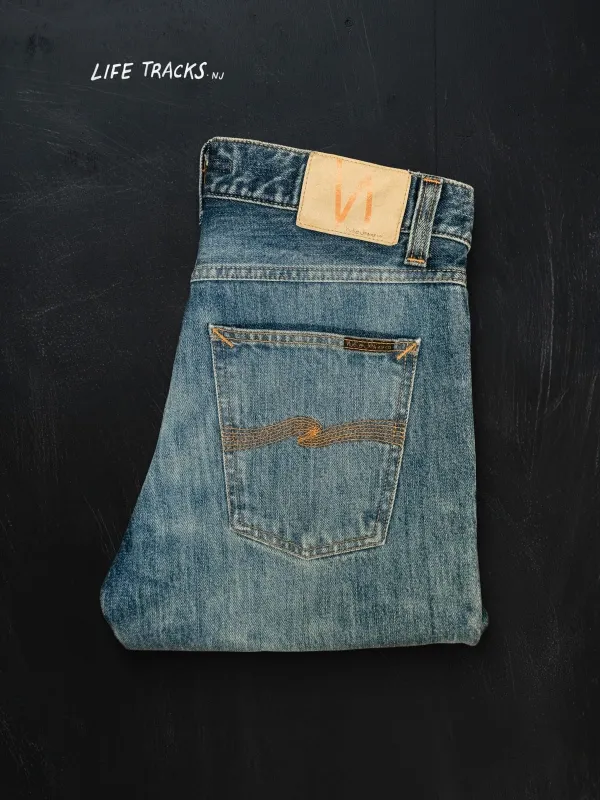 【Nudie Jeans】Gritty Jackson Thriller Tracks 真人黃舊復刻中腰直筒牛仔褲 sold by Blue Beach Denim