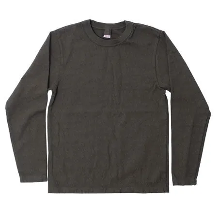 【UES】No.8 Slub Nep Long Sleeve T-Shirt Olive 水洗綠竹節厚磅圓領長袖 sold by Blue Beach Denim