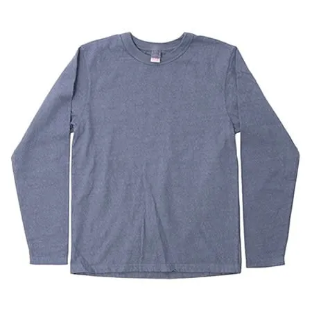 【UES】No.8 Slub Nep Long Sleeve T-Shirt Gray Blue 水洗灰藍粗竹節厚磅圓領長袖 sold by Blue Beach Denim