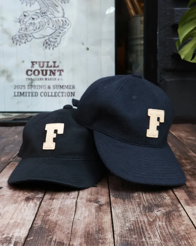 【Fullcount】6 Panel Wool Melton Baseball Cap F Patch 六片式純羊毛棒球帽 sold by Blue Beach Denim