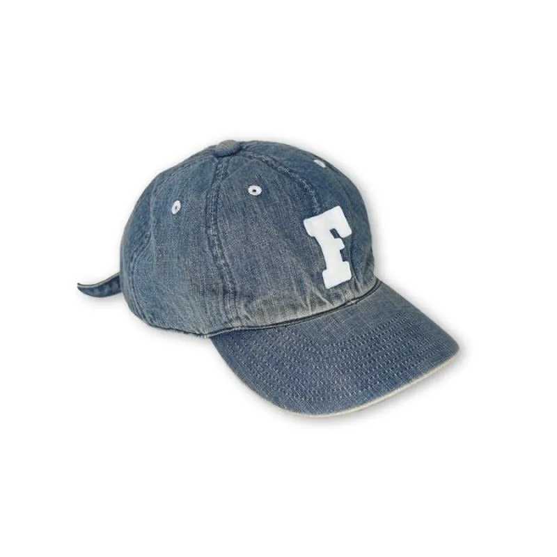 【Fullcount】6Panel Denim Baseball Cap ’F’ Patch Vintage Wash 六片式復古水洗棒球帽 sold by Blue Beach Denim