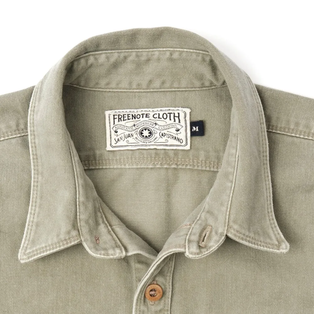 【Freenote】Utility Shirt Olive 石洗淺綠沙丁布工作襯衫 sold by Blue Beach Denim product image thumbnail 4