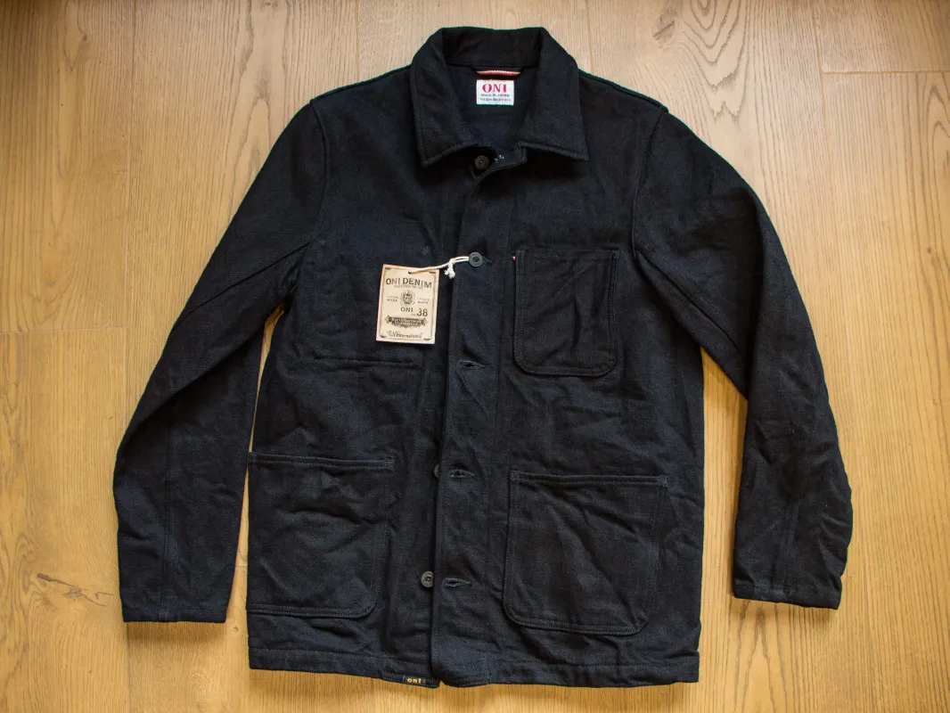 【ONI DENIM】03502ZR-BKBK Secret Black Denim 20oz Coverall 黑鬼秘雙染丹寧工裝外套 made by Oni
