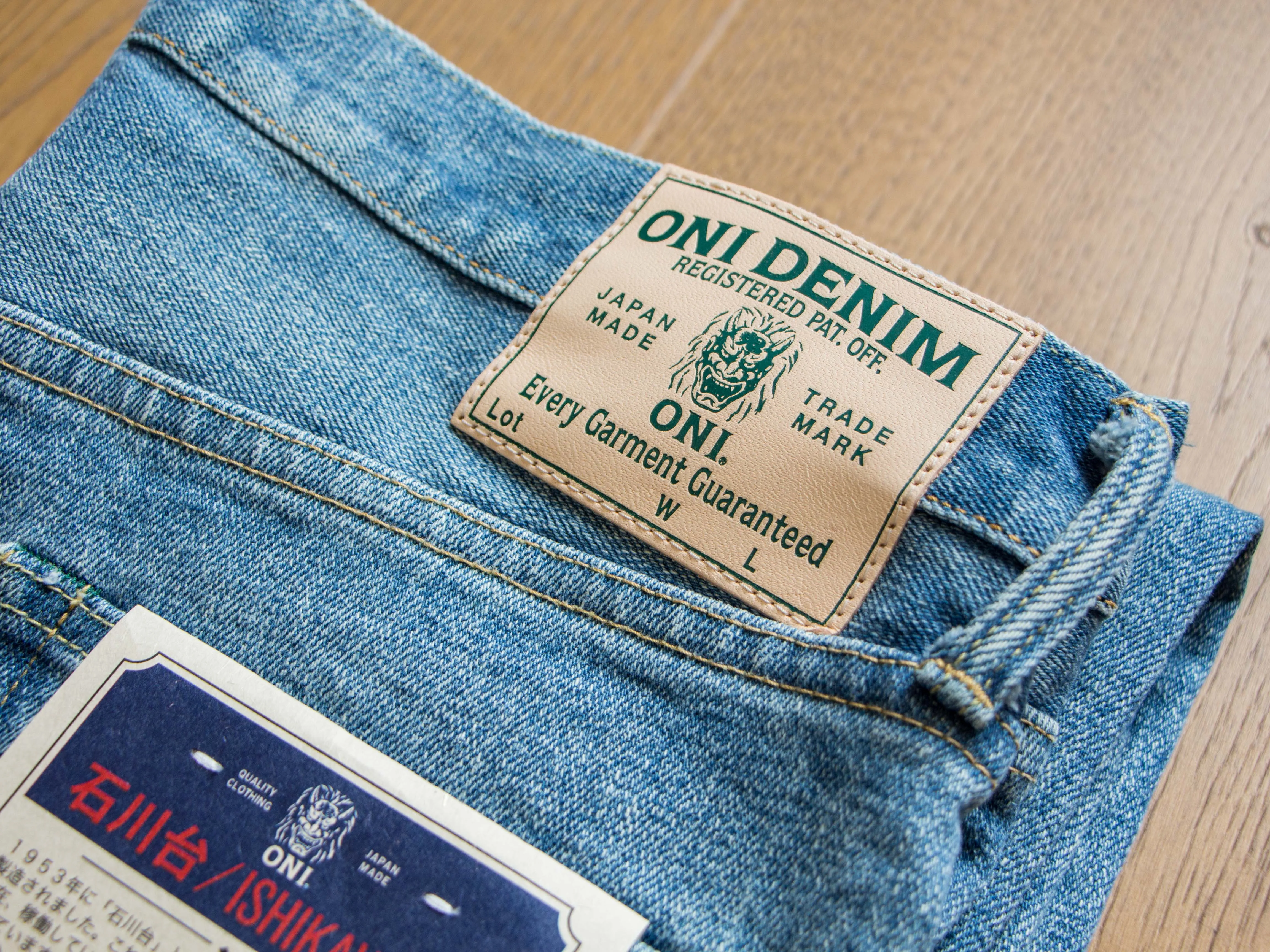 【ONI DENIM】121S-ISHIKAWADAI Stretch Bio Bleached 15oz 石川台布料彈性小直筒淺藍舊化水洗 sold by Blue Beach Denim product image thumbnail 2