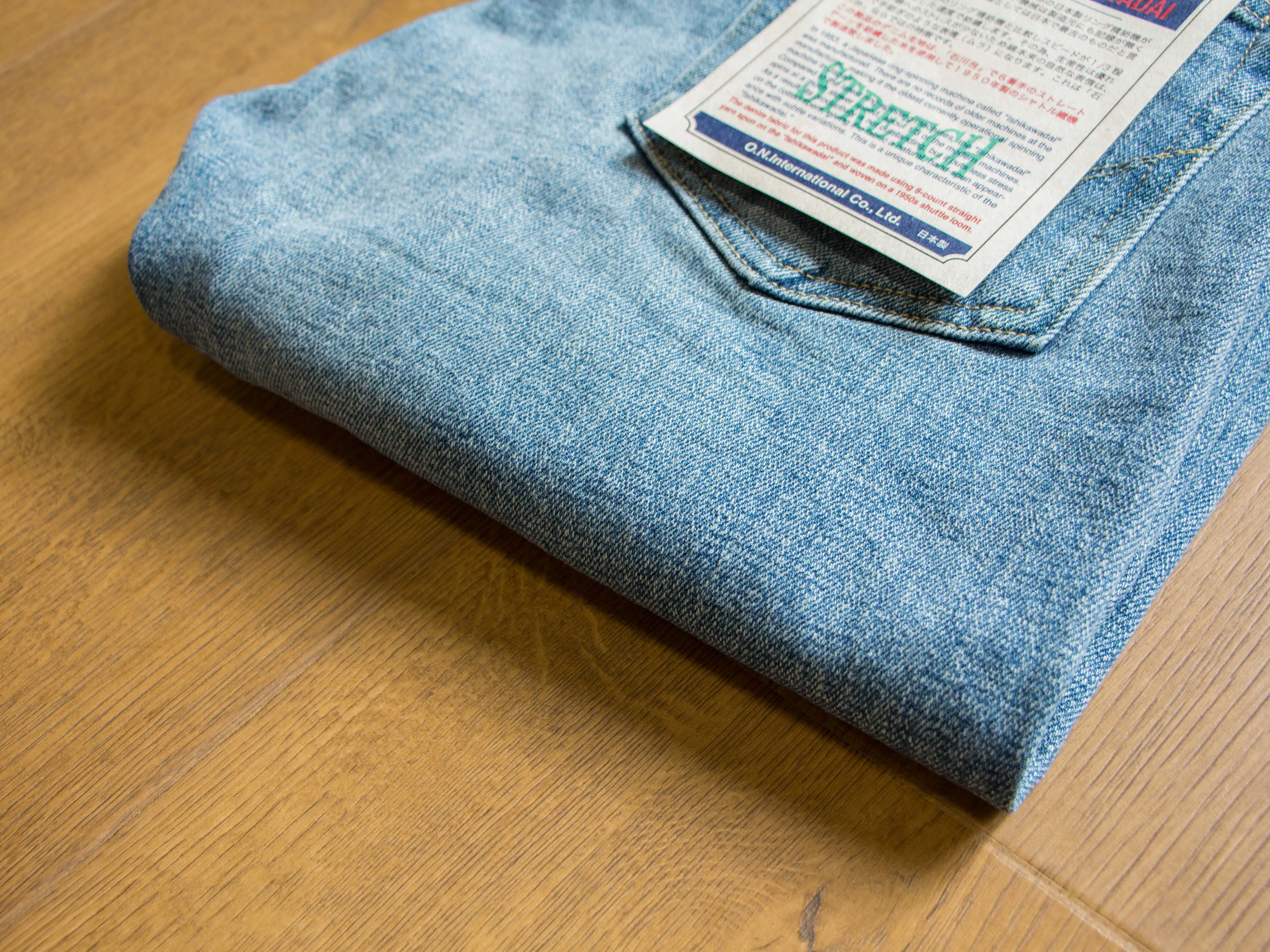 【ONI DENIM】121S-ISHIKAWADAI Stretch Bio Bleached 15oz 石川台布料彈性小直筒淺藍舊化水洗 sold by Blue Beach Denim product image thumbnail 3
