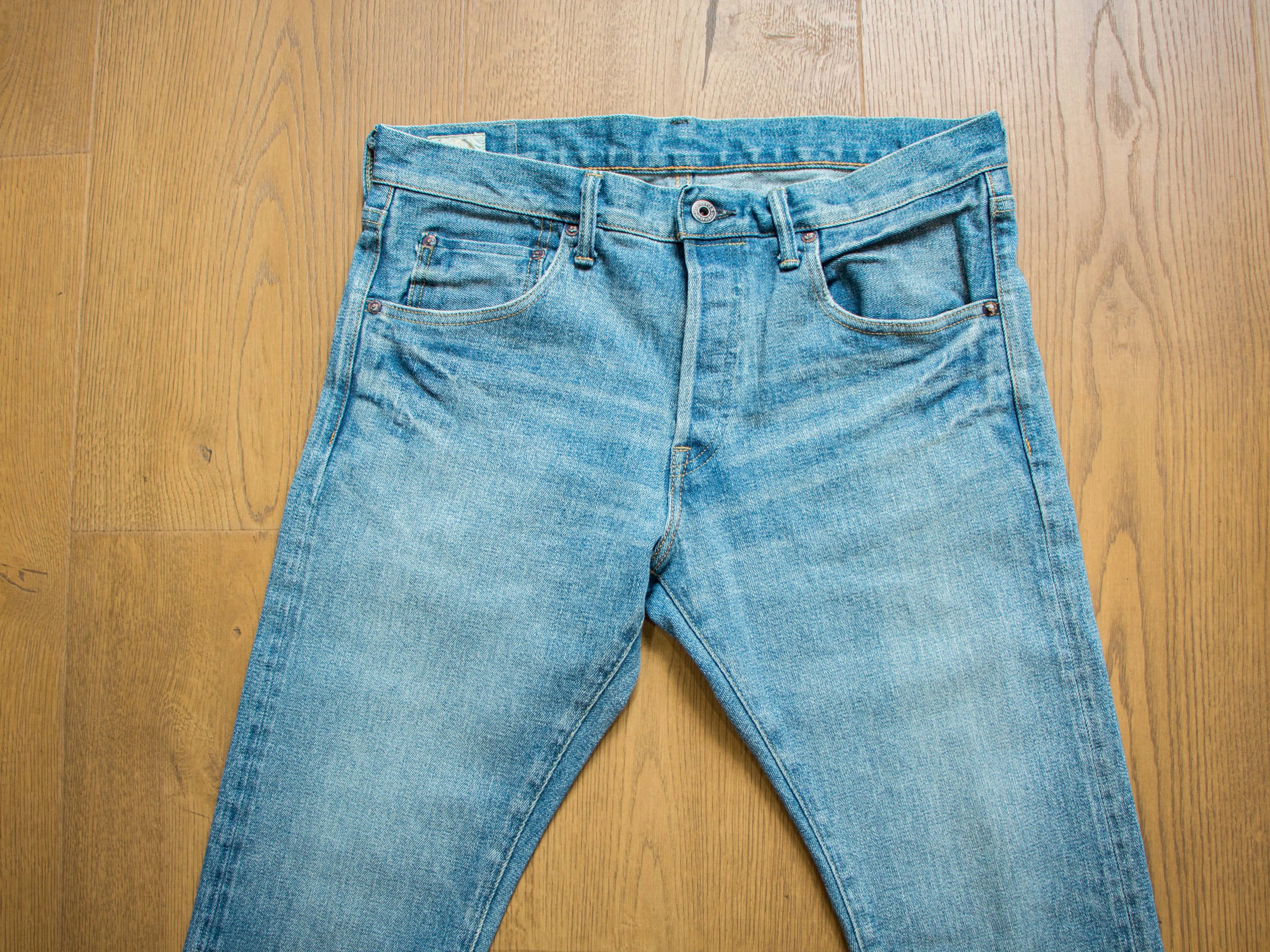 【ONI DENIM】121S-ISHIKAWADAI Stretch Bio Bleached 15oz 石川台布料彈性小直筒淺藍舊化水洗 sold by Blue Beach Denim product image thumbnail 4