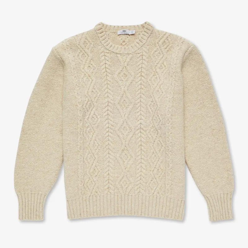 【Inis Meáin】Aran Crew Neck Beige 米白色喀什米爾阿蘭毛衣 sold by Blue Beach Denim