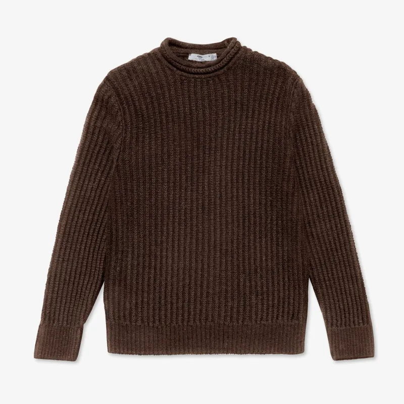【Inis Meáin】Alpaca Moss Rib Brown 大地色羊駝地衣肋紋長袖毛衣 made by Inis Meain