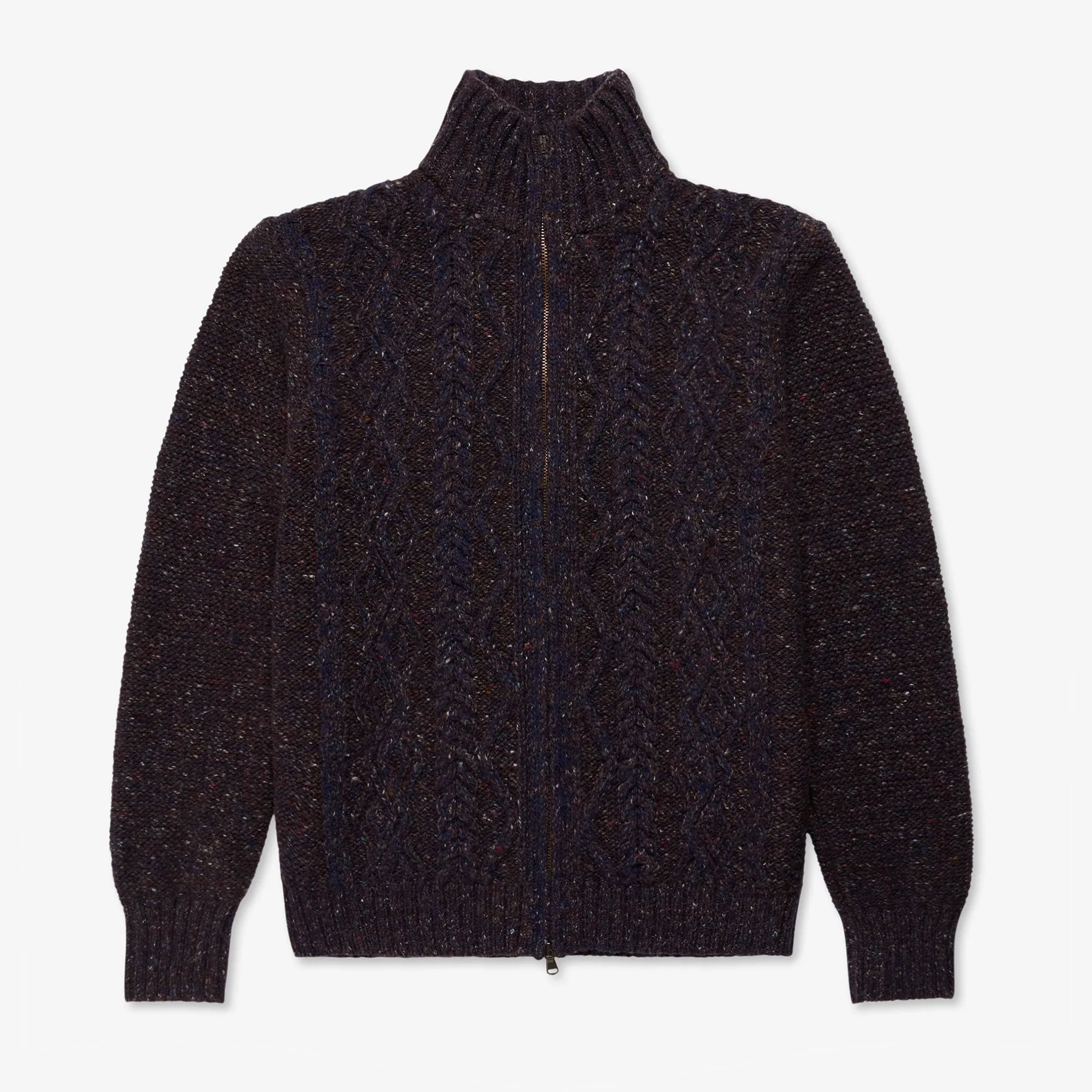 【Inis Meáin】Aran Zipper Jacket Kilrush 深紫羅蘭喀什米爾阿蘭拉鍊毛衫 sold by Blue Beach Denim