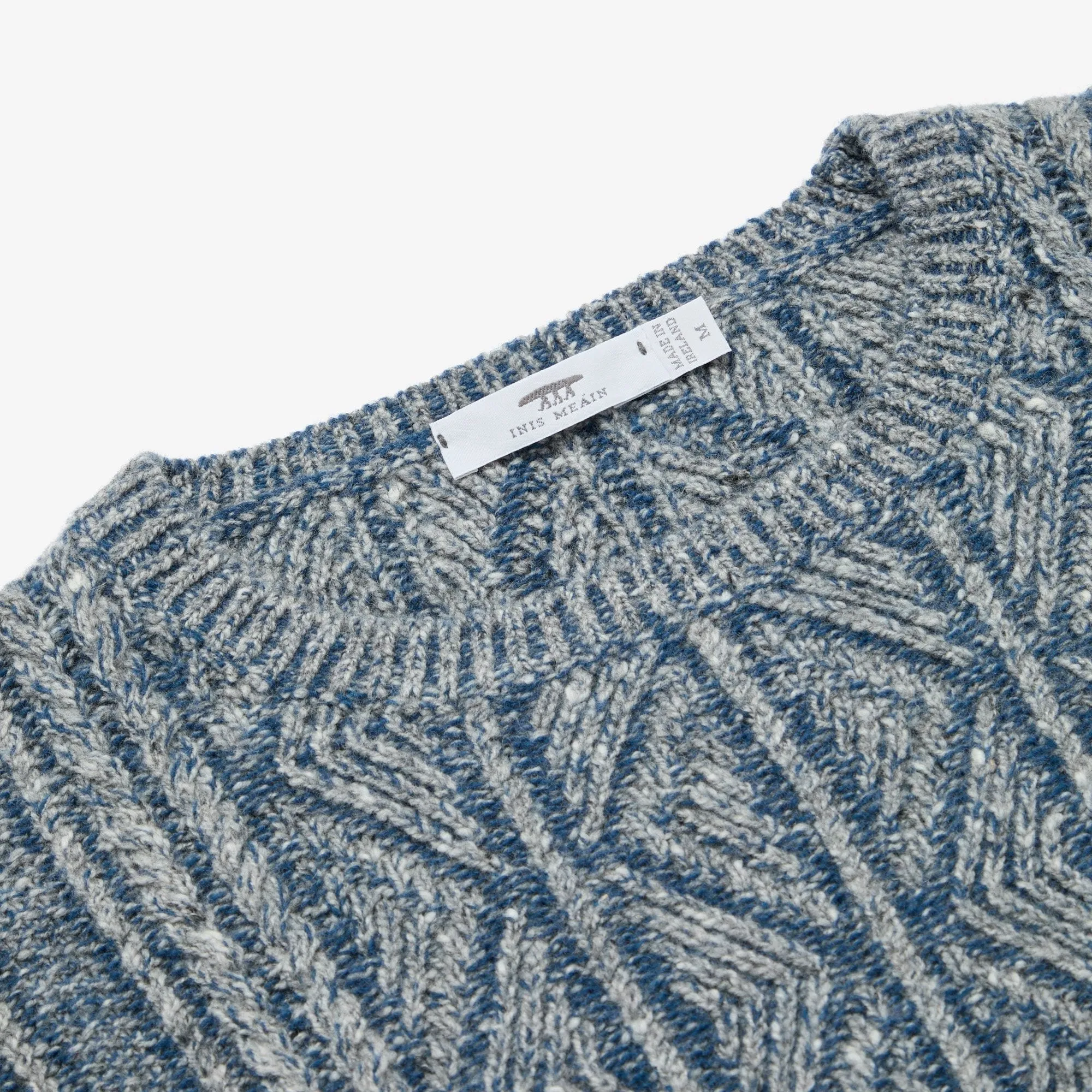 【Inis Meáin】Patented Aran Crew Neck Blue Grey 藍灰色喀什米爾專利阿蘭毛衣 sold by Blue Beach Denim product image thumbnail 4