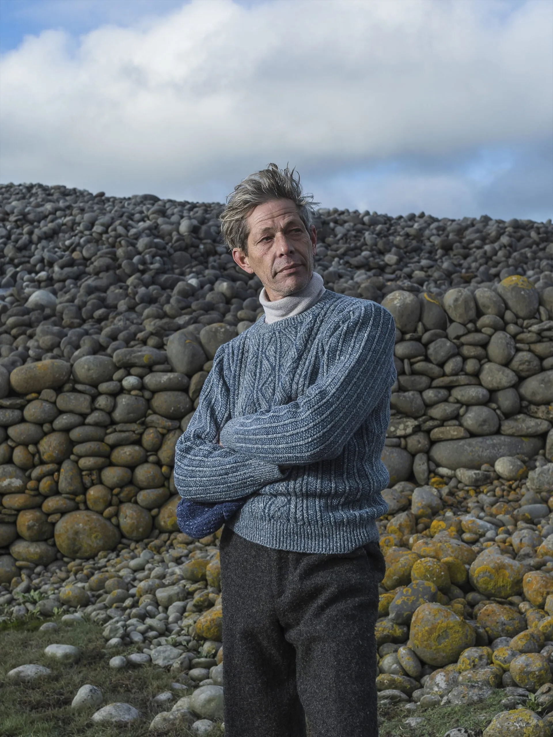 【Inis Meáin】Patented Aran Crew Neck Blue Grey 藍灰色喀什米爾專利阿蘭毛衣 sold by Blue Beach Denim product image thumbnail 2