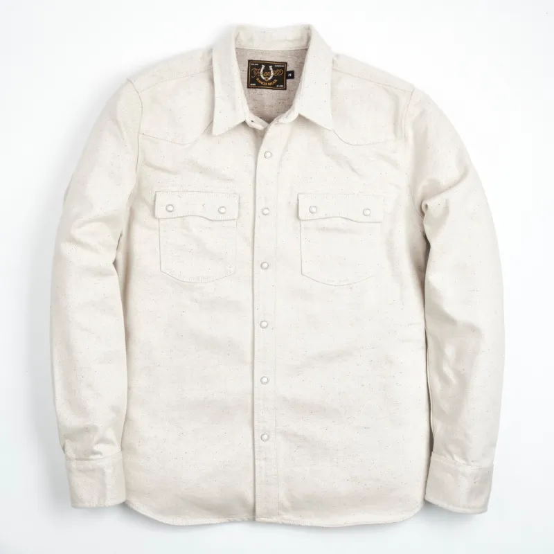 【Freenote】Modern Western Natural Denim Shirt 珍珠扣原棉色布邊丹寧襯衫 sold by Blue Beach Denim