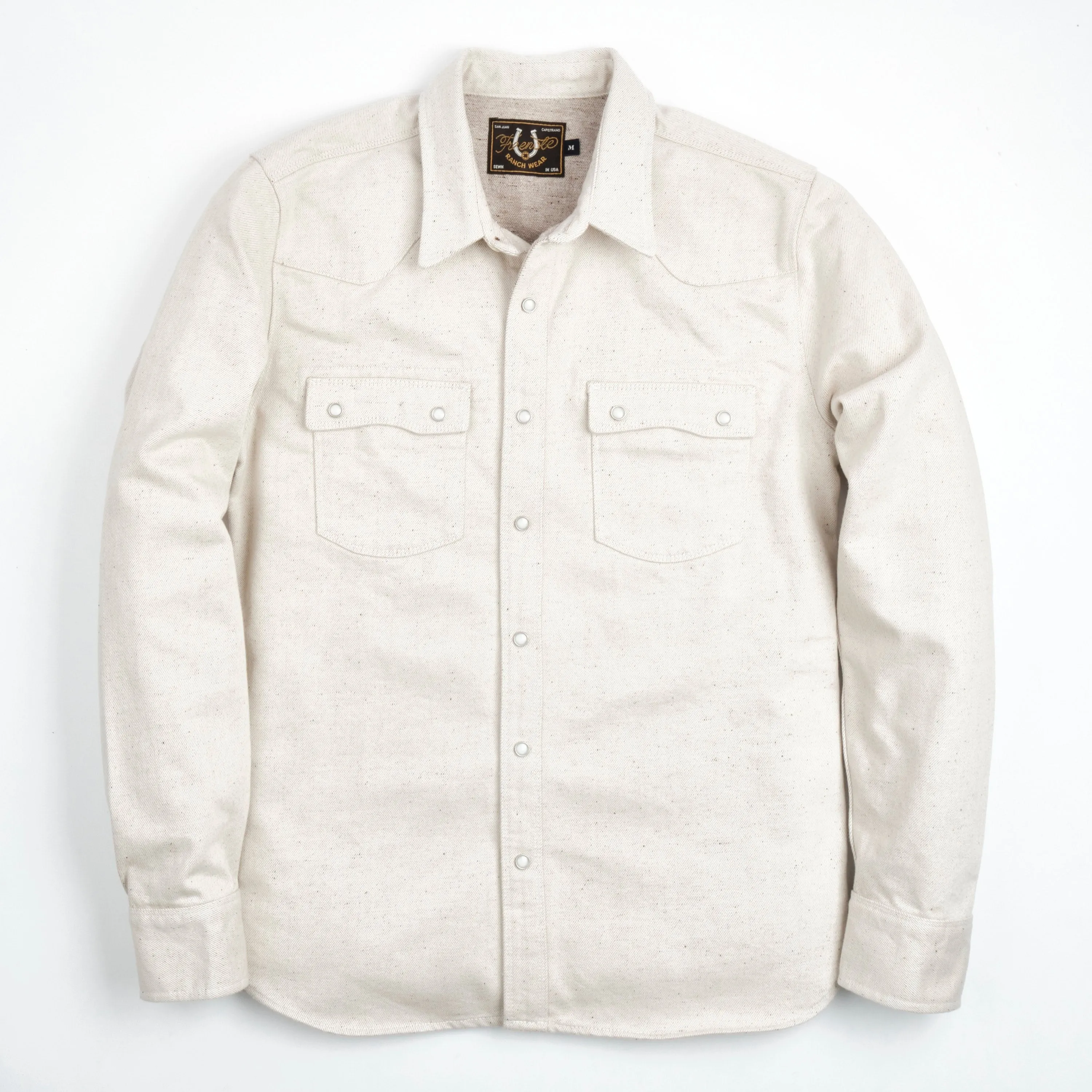 【Freenote】Modern Western Natural Denim Shirt 珍珠扣原棉色布邊丹寧襯衫 sold by Blue Beach Denim