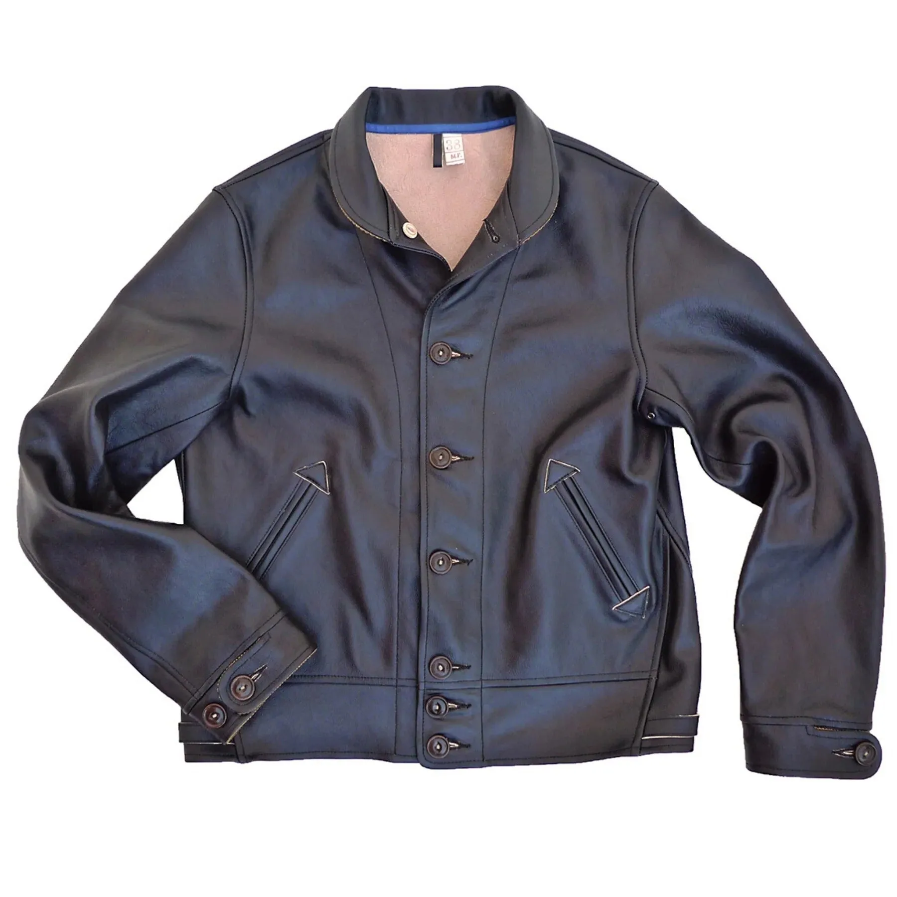 【MISTER FREEDOM】Campus Jacket Black Teacore Leather 哥薩克外套 美國植鞣黑色茶芯牛皮 sold by Blue Beach Denim
