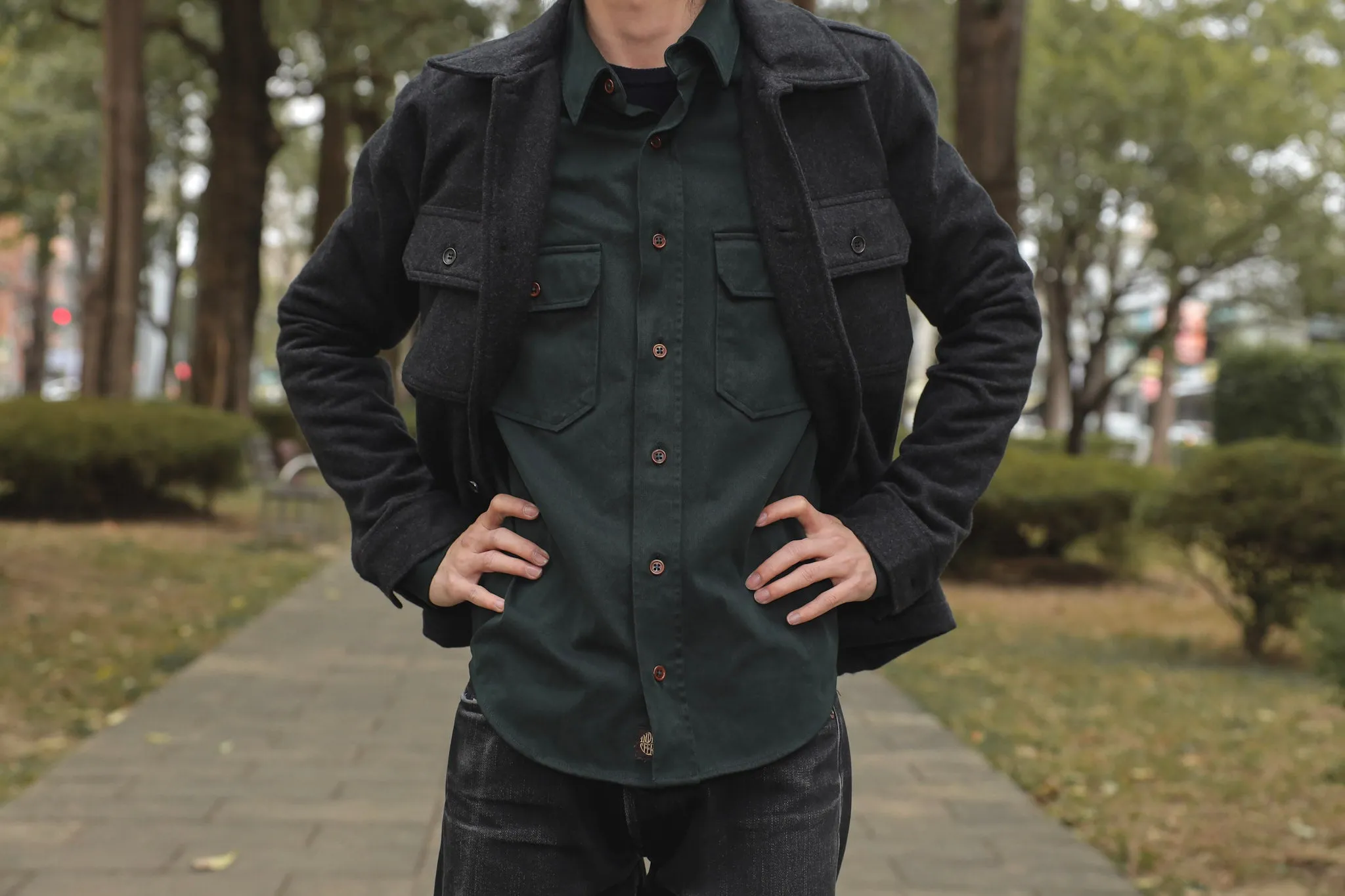 【Indigofera】Alamo Twill Shirt Phthalo Green/厚磅水洗 斜紋襯衫 菁綠色 sold by Blue Beach Denim product image thumbnail 5