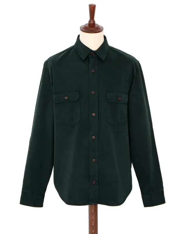 【Indigofera】Alamo Twill Shirt Phthalo Green/厚磅水洗 斜紋襯衫 菁綠色 made by Indigofera