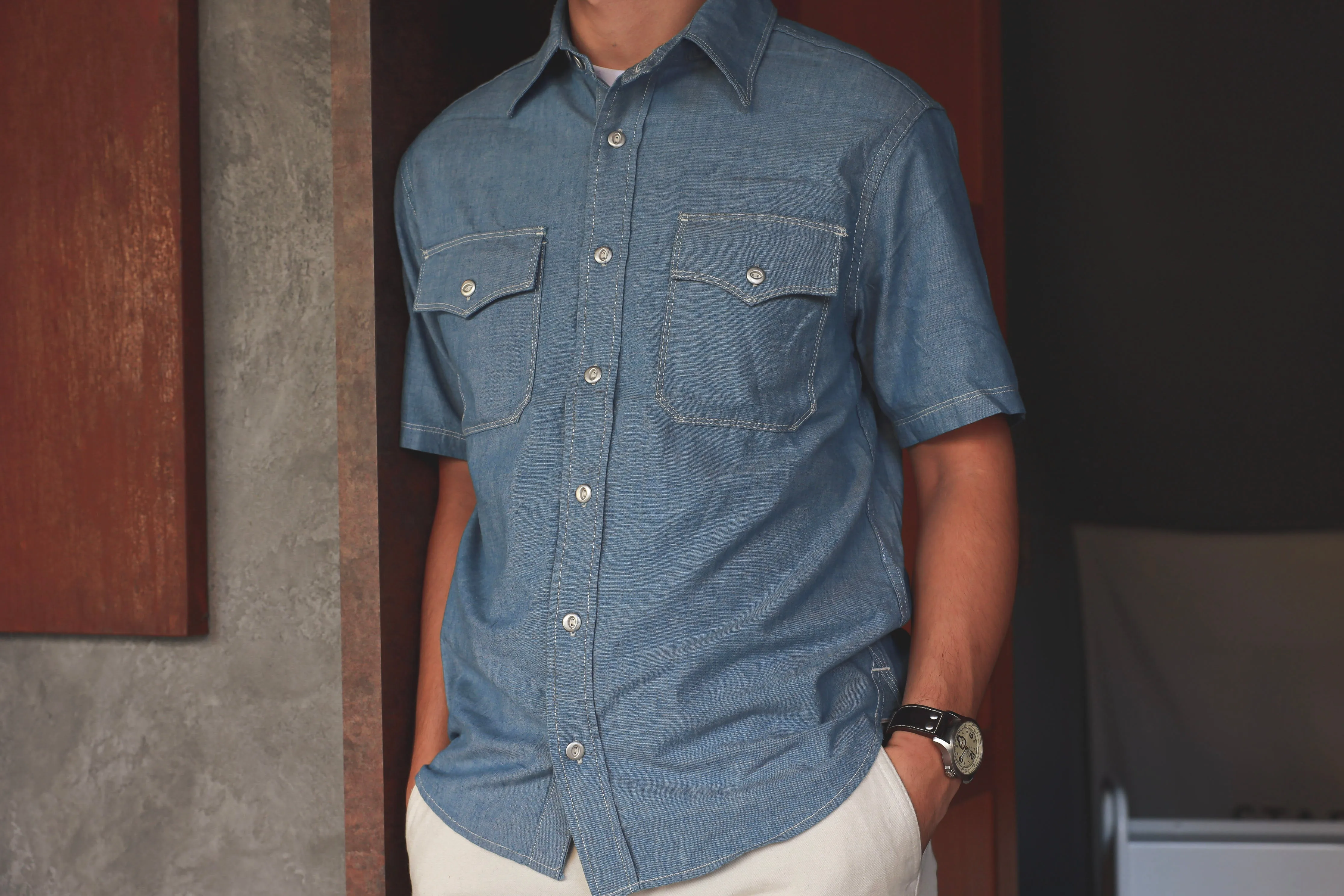 【Freenote】Scout S/S Chambray/淺藍 赤耳水手布 短袖工裝襯衫 sold by Blue Beach Denim product image thumbnail 2