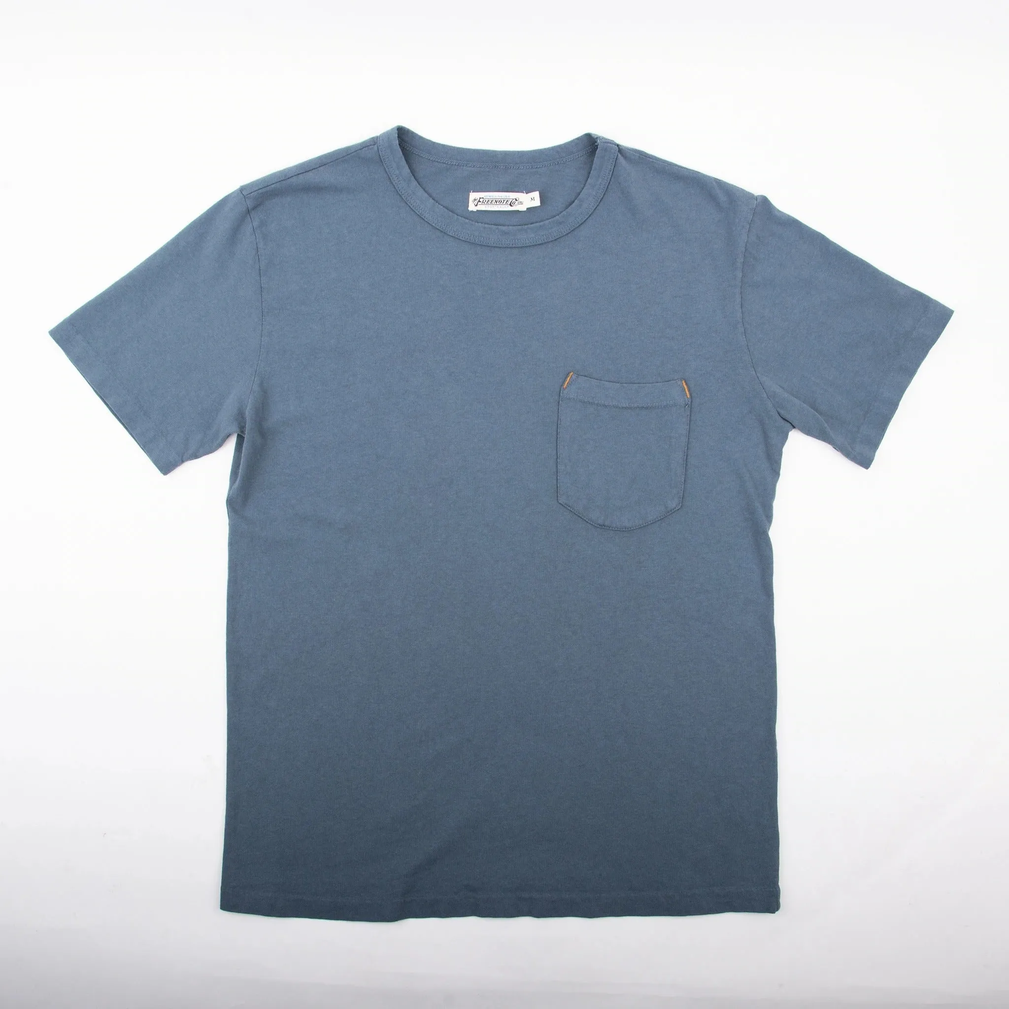【Freenote】9 Ounce Pocket T-shirt Blue/藏青色成衣染口袋素T sold by Blue Beach Denim