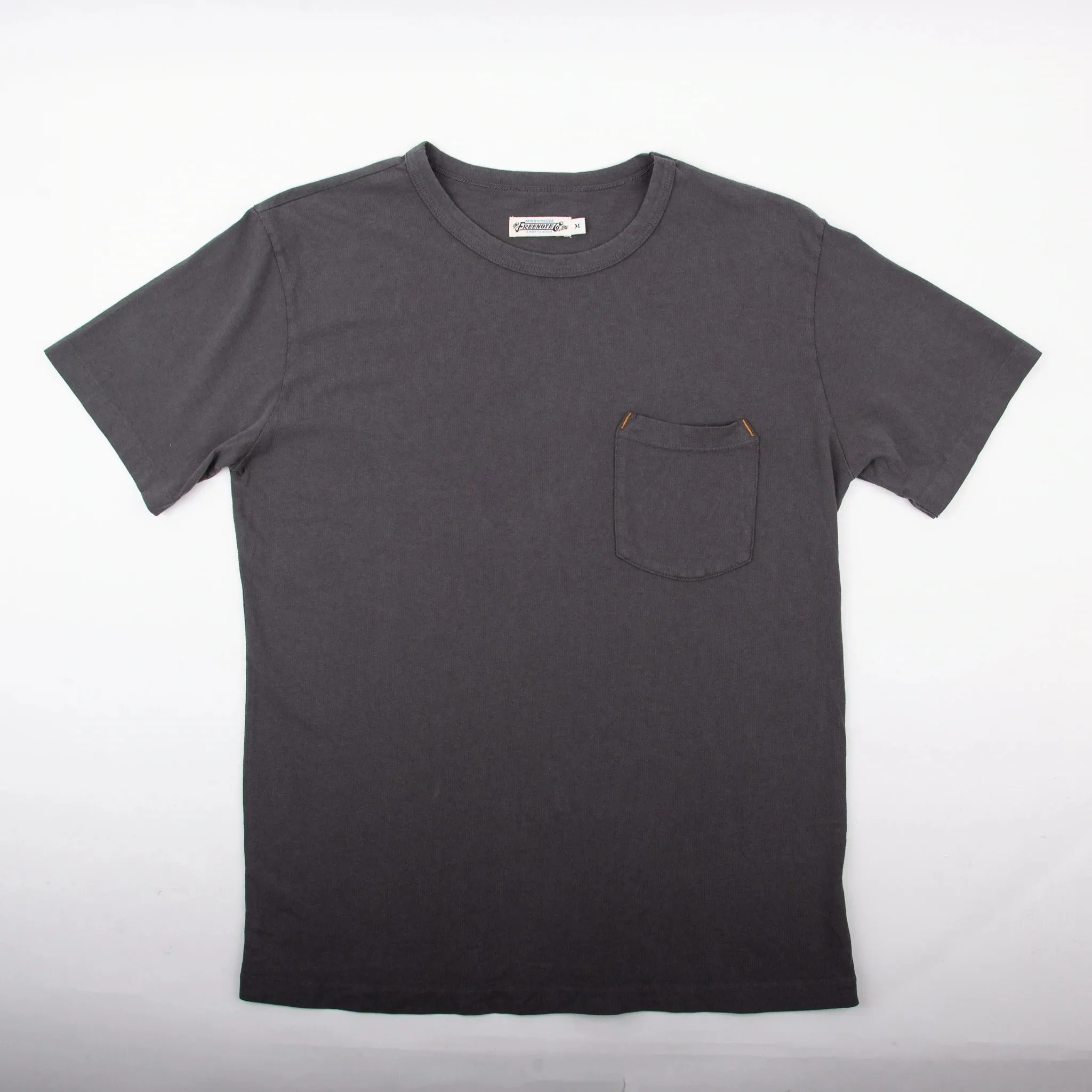 【Freenote】9 Ounce Pocket T-shirt Midnight/午夜灰成衣染口袋素T sold by Blue Beach Denim