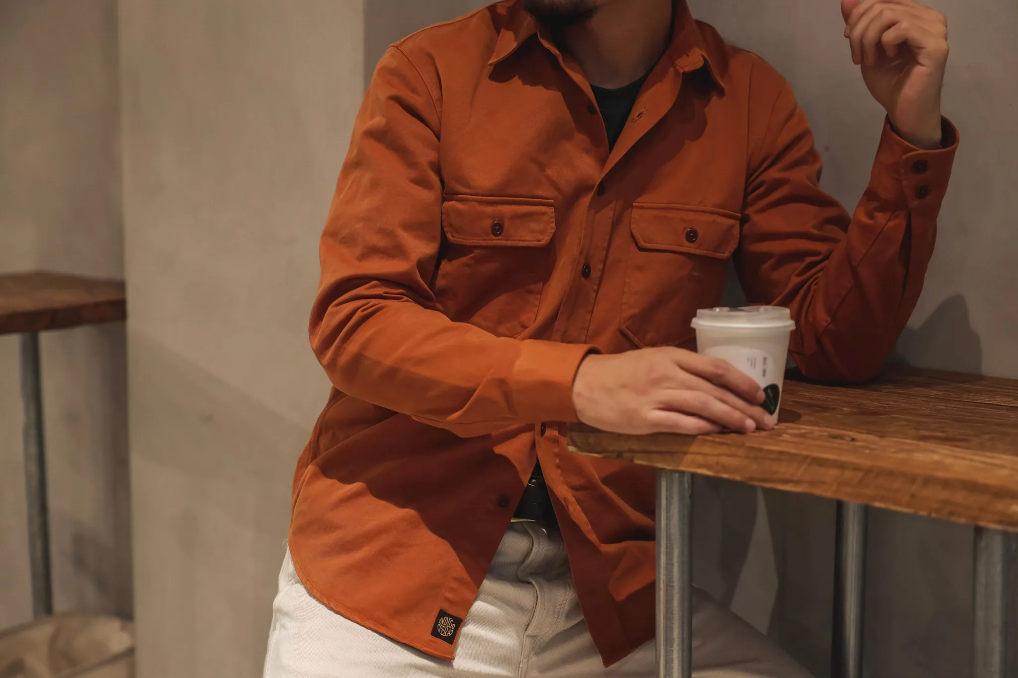 【Indigofera】Alamo Twill Shirt Gold Ochre/厚磅水洗 斜紋襯衫 亮土色 sold by Blue Beach Denim product image thumbnail 2