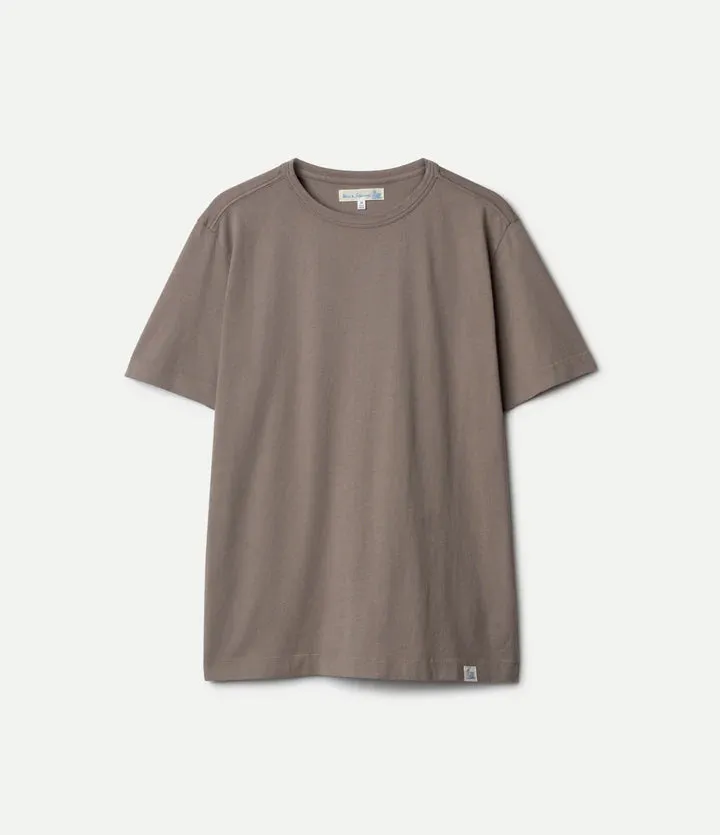 【Merz b. Schwanen】PIMATEE01 Organic Pima Cotton Fade Grain 匹馬棉輕磅圓領淺褐色素T sold by Blue Beach Denim