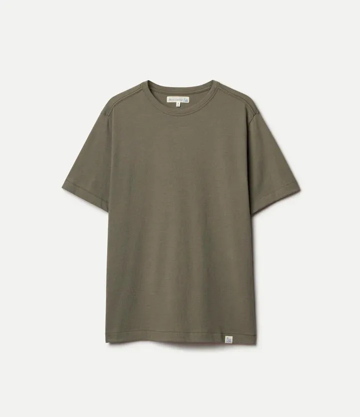 【Merz b. Schwanen】PIMATEE01 Organic Pima Cotton Light Army 匹馬棉輕磅圓領淺軍綠素T sold by Blue Beach Denim