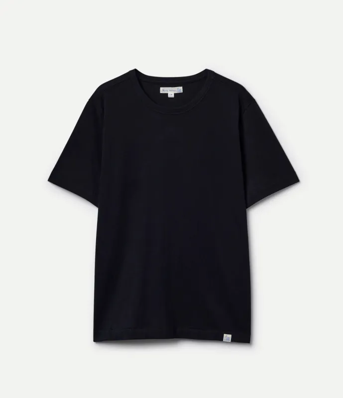 【Merz b. Schwanen】PIMATEE01 Organic Pima Cotton Deep Black 匹馬棉輕磅圓領黑色素T made by Merz B. Schwanen