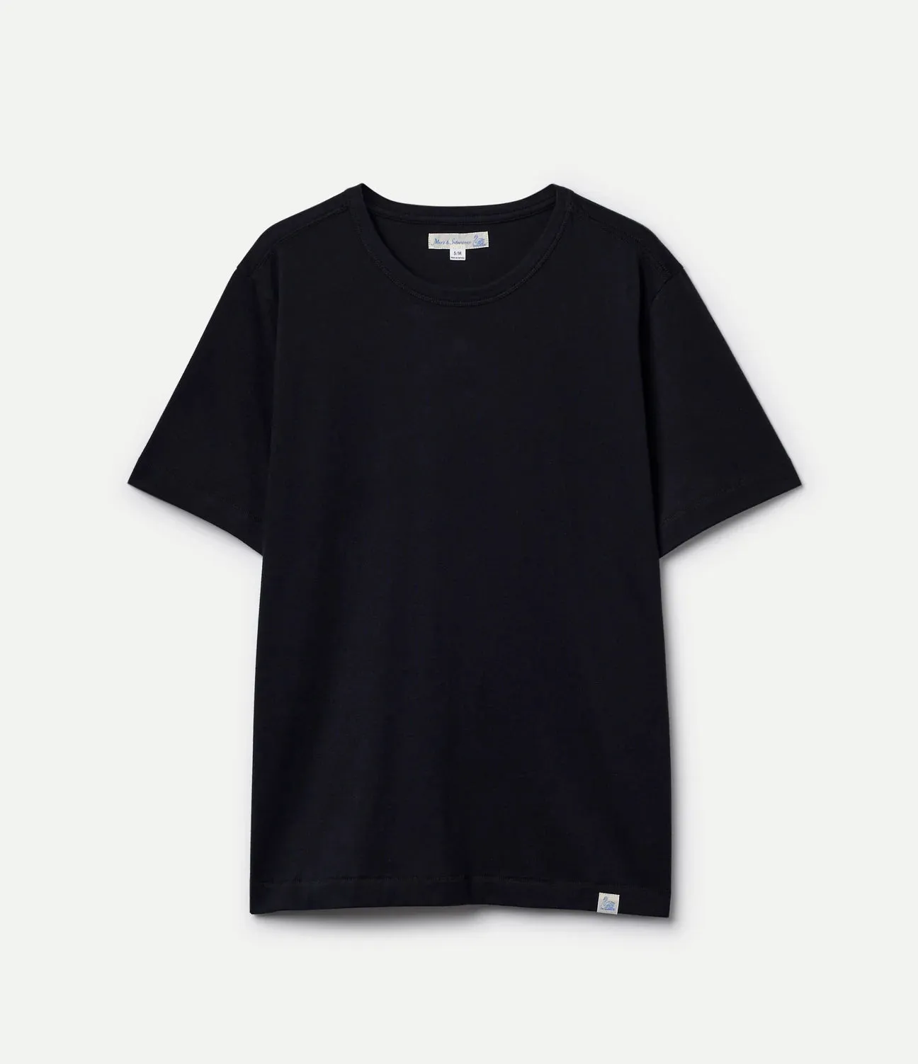 【Merz b. Schwanen】PIMATEE01 Organic Pima Cotton Deep Black 匹馬棉輕磅圓領黑色素T sold by Blue Beach Denim