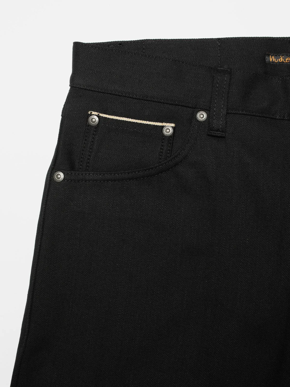 【Nudie Jeans】Solid Ollie Dry Black Selvage 赤耳黑布邊中小直筒牛仔褲 sold by Blue Beach Denim product image thumbnail 2