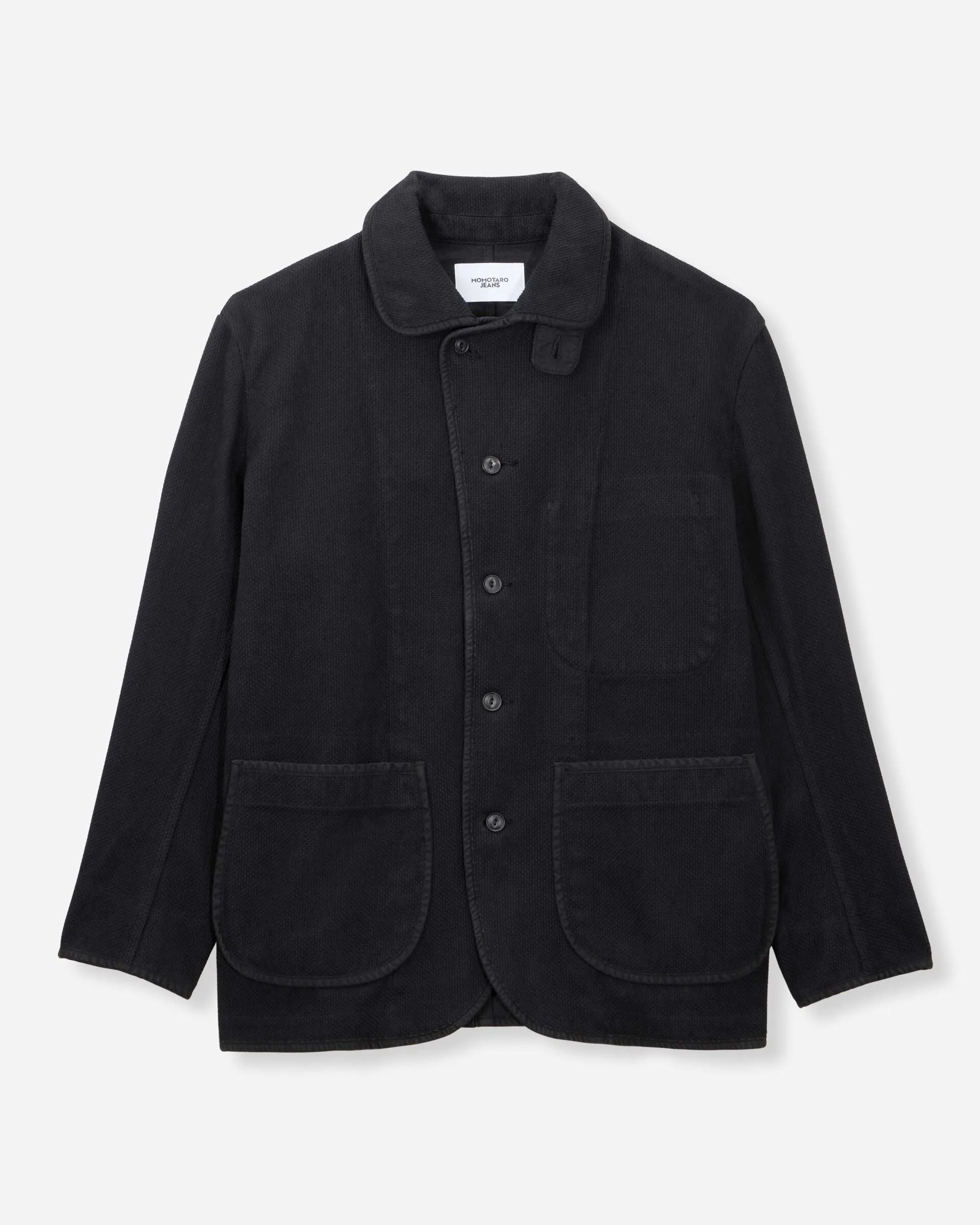 【MOMOTARO】SASHIKO JACKET - OVERDYE 黑染過染蘇文棉刺仔外套 sold by Blue Beach Denim