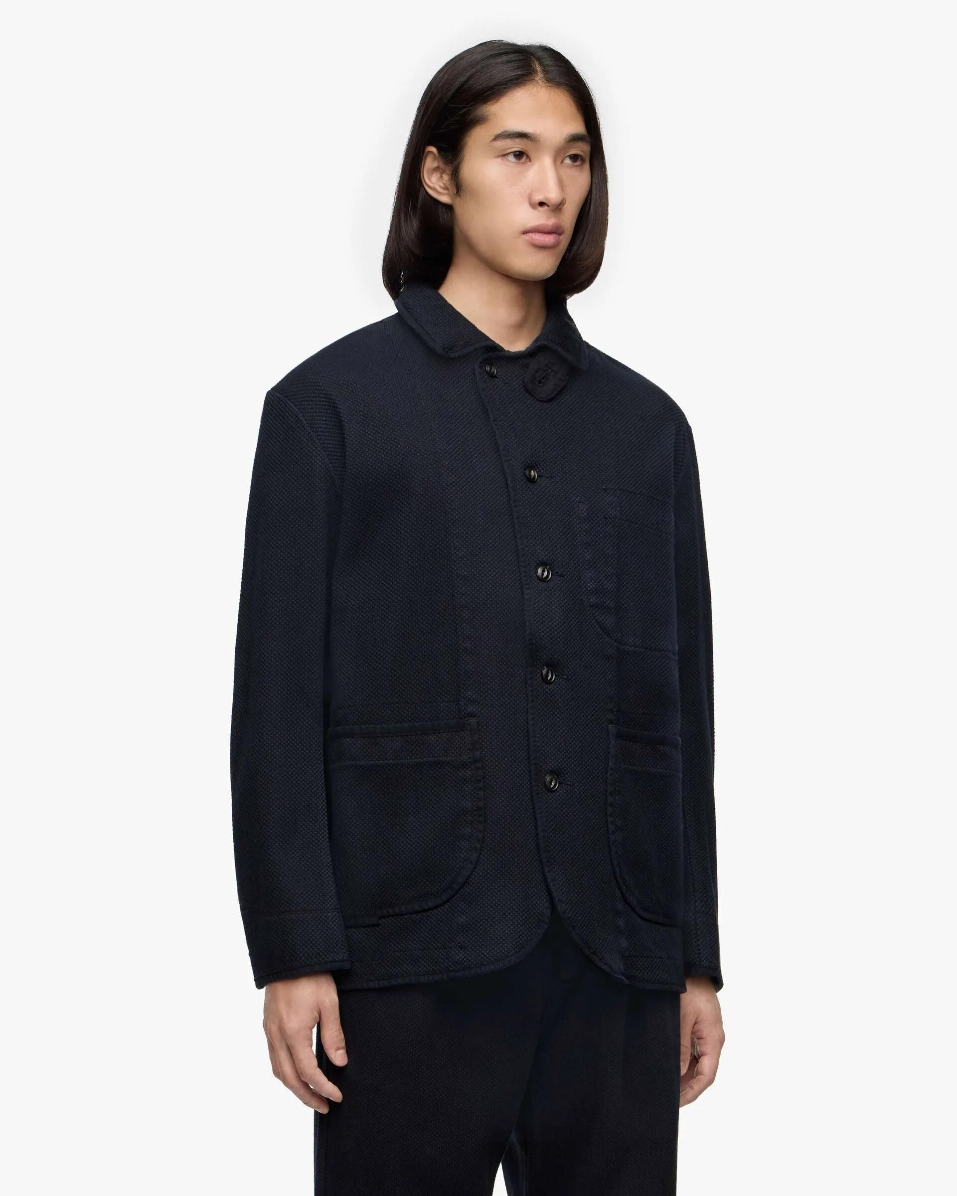 【MOMOTARO】SASHIKO JACKET - OVERDYE 黑染過染蘇文棉刺仔外套 sold by Blue Beach Denim product image thumbnail 3