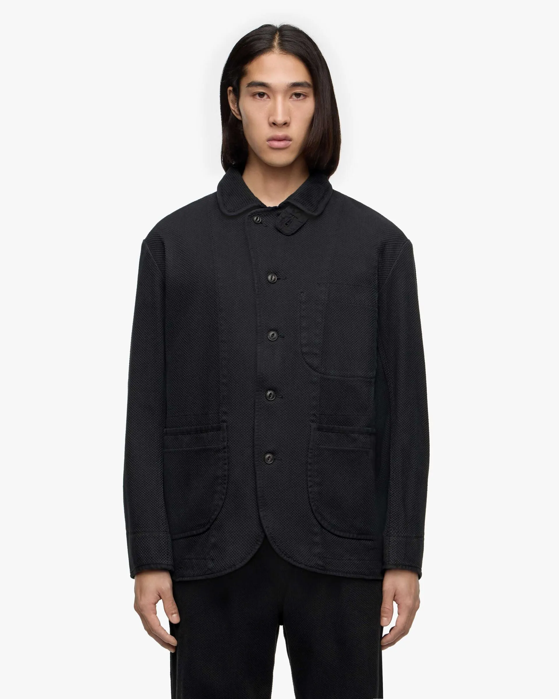 【MOMOTARO】SASHIKO JACKET - OVERDYE 黑染過染蘇文棉刺仔外套 sold by Blue Beach Denim product image thumbnail 2